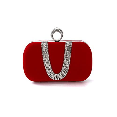 Sac de Soirée Rouge en Strass et Velours CORIOS | Pochette de Mariée Élégante
