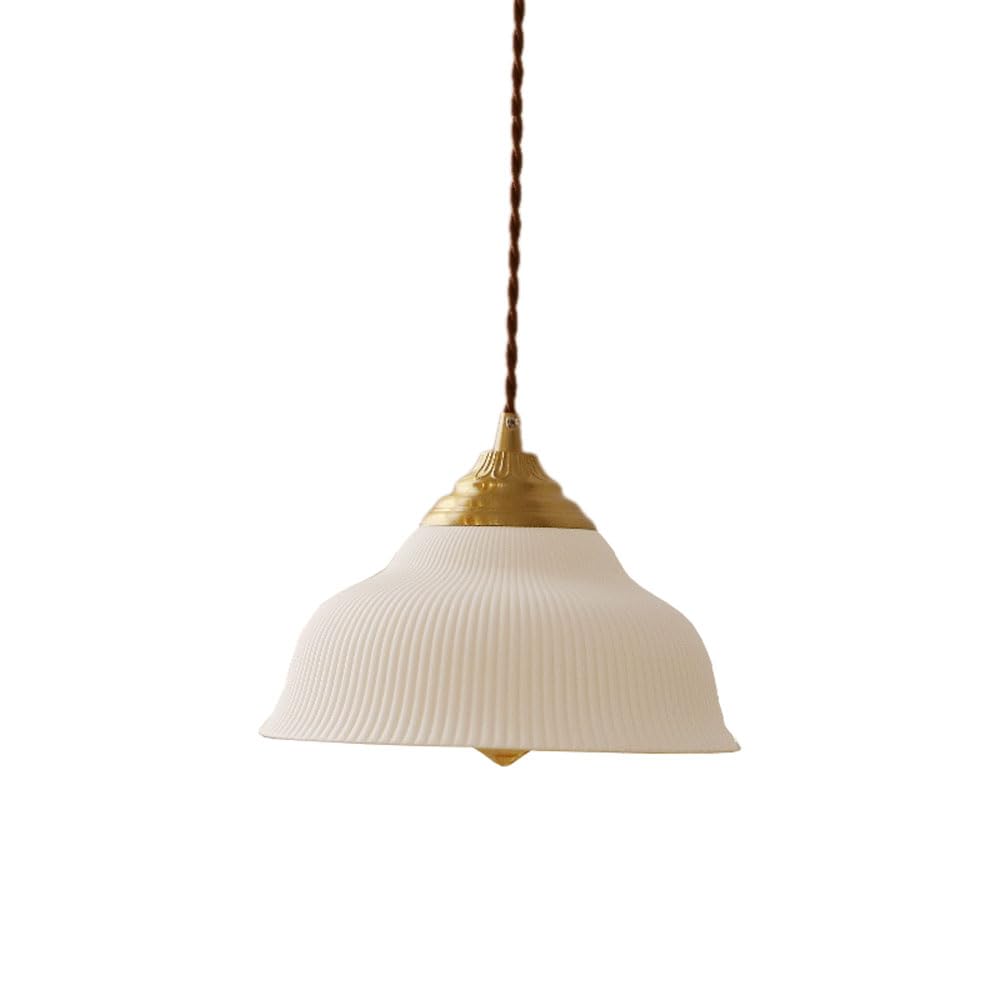 Suspension céramique blanche et dorée de 22 cm pour éclairage d'îlot