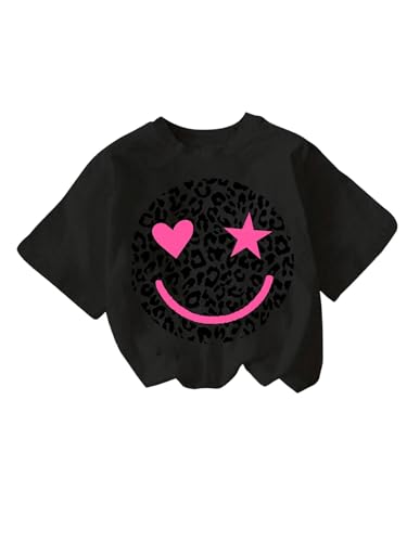 GORGLITTER Girl's Cute Graphic Tee Cheetah Short Sleeve Oversied Crewneck T-Shirt
