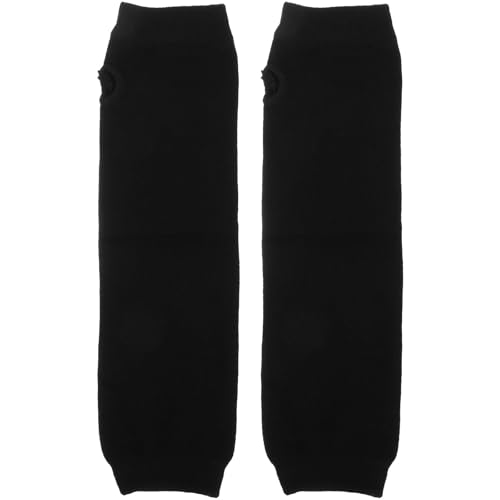 Mangas de brazo para mujer en negro y algodon de 35 cm con orificio para pulgar