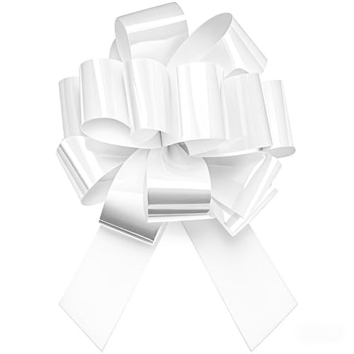 Giant Large Pull Bow Car Bow for Packaging Decorations, Hanukkah, Birthdays, Weddings, Bridal Showers 16 Inch White