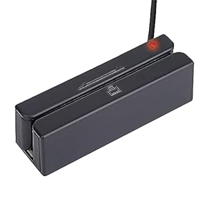 Run Mall Magnetic Stripe Card Reader USB 3-Track POS Credit Card Reader Swiper Magstripe Swipe Card Reader Membership Card Gift Card Reader Access Control Card Reader Writer