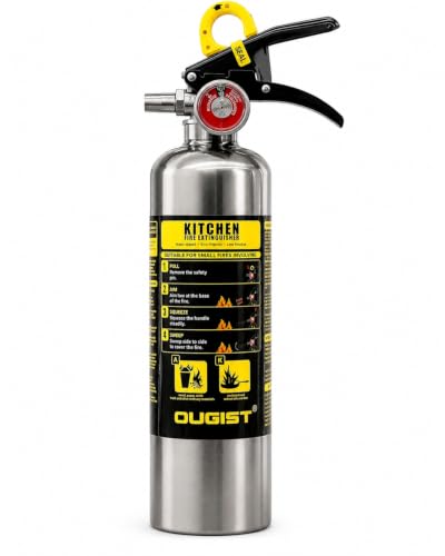 Ougist Class K Fire Extinguisher, 40 Fl Oz Wet Chemical, Quick-Pull Handle, Kitchen Fire Extinguisher for Grease Fires, Built for Daily Peace of Mind