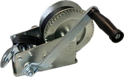 3200lbs Heavy Duty Boat Trailer Winch with 32FT Strap，2-Way Ratchet 4:1/8:1 Gear Trailer Winch，Portable Hand Crank Winch for Boat, Truck, Trailer, RV, ATV, Jet Ski
