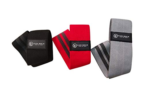 BlackMarlin Resistance Bands For Glutes and Legs Set of 3 with Free Instruction Guide and Travel Bag Upgraded Resistance Loop Bands For Exercise At Home Workout, Crossfit, Pilates, Stretching