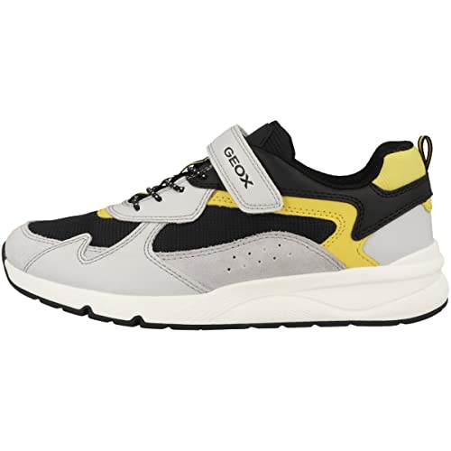 Geox J ROONER Boy Sneaker,GREY/YELLOW,25 EU