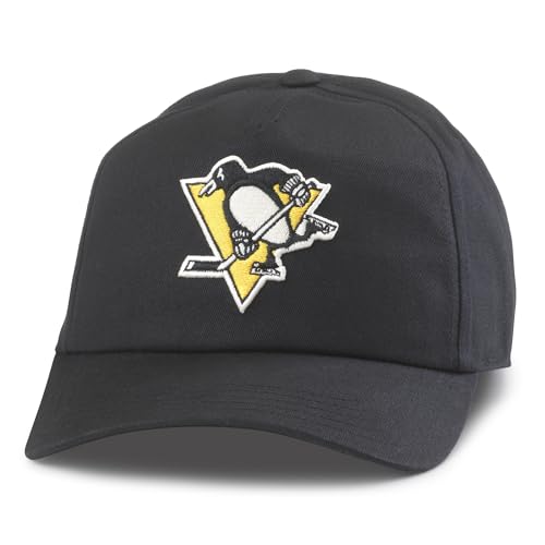 AMERICAN NEEDLE Unisex Pittsburgh Penguins Officially Licensed NHL Roscoe Adjustable Snapback Baseball Hat (EM009A-PPN-BLK)