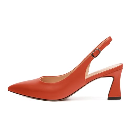 Women's Slingback Pumps Kitten Heel Pointed Toe Pumps for Women Comfort Kitten Mid Heels Buckle Pumps Wedding Party Dance Shoes2