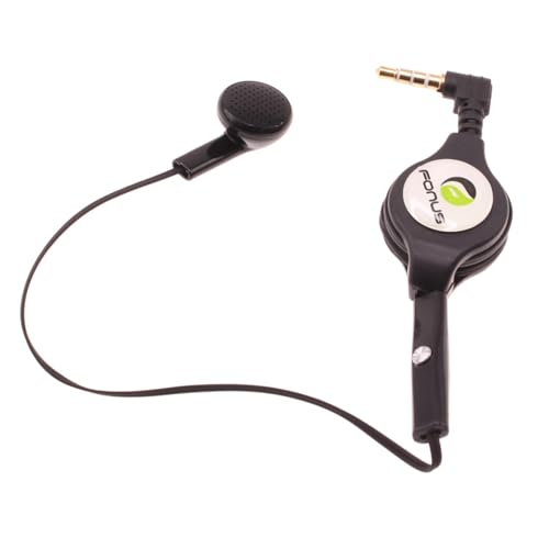 Retractable Mono Earphone Headphone 3.5mm w Mic Compatible with Consumer Cellular Iris Flip, Headset Handsfree Earbud Earpiece Microphone