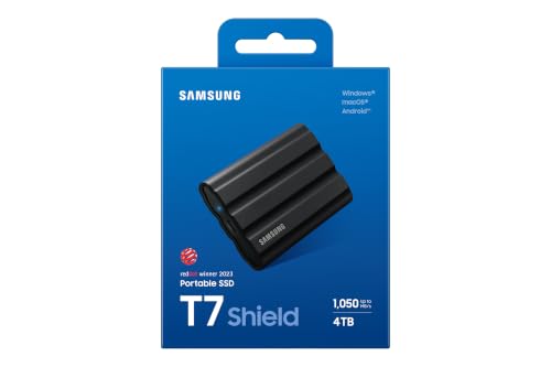 Image of Samsung T7 Shield Portable SSD 1TB, USB 3.2 Gen2 External SSD, Up to 1,050MB /s, Rugged, IP65 Water & Dust Resistant, for Photographers, Content Creators and Gaming, Mac Compatible, MU-PE1T0S, Black