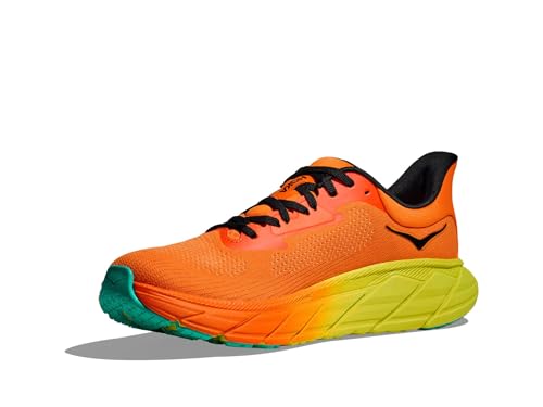 HOKA Mens Arahi 7 Textile Electric Tangerine Black Trainers 8.5 UK