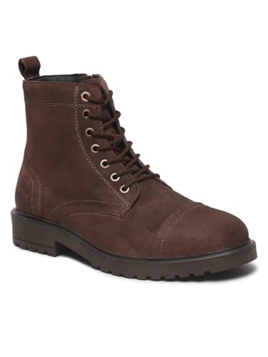 Image of TEAKWOOD LEATHERS Men's Leather Lace-up Chelsea Boot for Men, Round Toe, Blocked Heel, Textured Pattern TPR Outsole with Side Zipper | T SH TW 27