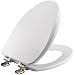 Bemis 19170NSLA 000 Alesio Toilet Seat with Brushed Nickel Hinges will Slow Close, Never Loosen and Provide the Perfect Fit, ELONGATED, High Density Enameled Wood, White