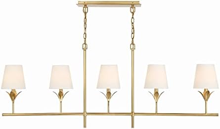 Crystorama Broche 5 Light Antique Gold Linear Chandelier
