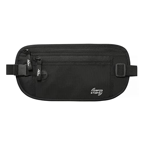 Image of MoKo Travel Money Belt, Hidden RFID Blocking Passport Wallet, Black