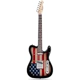 Leo Jaymz TL Style Electric Guitar with US Flag Design - High Gloss Mahogany Body and Hard Maple Neck - High Transparent Acrylic Pickguard (US Flag)