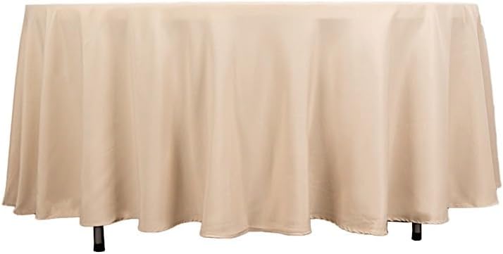 Mantel redondo de poliéster de 108 pulgadas, color beige de alta calidad, para bodas, fiestas, banquetes, recepciones, eventos, cocina, comedor