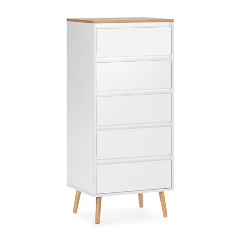 Las 8 Mejores Cómodas Altas ¡Comparativa y guía de compra! 29 HOMN LIVING Cómoda Alta Desi 5 cajones Color Blanco, 50 cm (Ancho) 40...