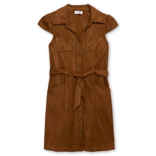 Speechless Girls' Cap Sleeve Faux Suede Shirt Dress