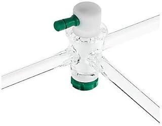 Chemglass CG-436-02 Series CG-436 T-Bore PTFE Plug Stopcock, 4 mm Bore, 16/35 Plug Size, 10 mm OD Sidearms