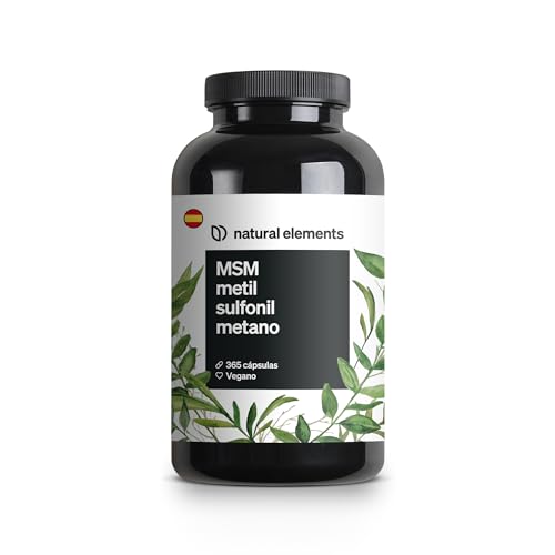 MSM 365 Cápsulas - 1600mg de Metilsulfonilmetano - Azufre orgánico 99,9% puro - Altamente biodisponible para 6 meses - Probado en laboratorio, vegano y sin aditivos