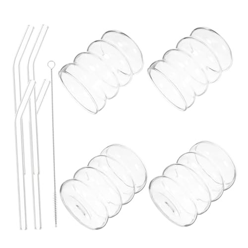 Set de 4 vasos de vidrio con sorbetes Cabilock