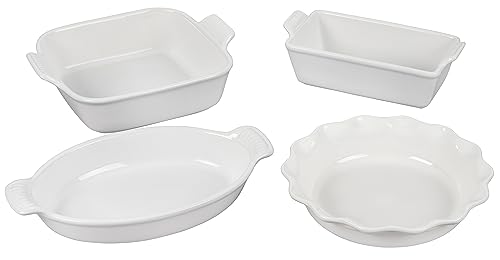 Le Creuset Stoneware 4 PC Heritage Bakeware Set, White Le Creuset Stoneware 4 PC Heritage Bakeware Set, White