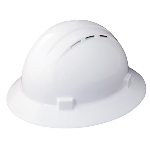 ERB Safety 19331 Americana Full Brim Vent Standard Hardhats, 6.5" x 8", White