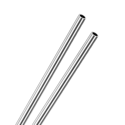M METERXITY 2er-Pack 250mm 304 Edelstahlrohr, 6mm Außendurchmesser 0,6mm Wandstärke Nahtloses Edelstahlrohr für Bau/Maschinenbau/DIY-Basteln, Metallgerades Rohr [0,24x0,02x10IN]