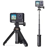 K&F CONCEPT ミニ三脚 自撮り棒 【ポケットサイズ&超軽量】GoPro/DJI Osmo Action/ Insta360に対応 セルカ棒 ミニ卓上三脚 5段階調整 アクションカメラアクセサリー コンパクト 軽量 旅行やアウトドア/vlog 撮影に最適
