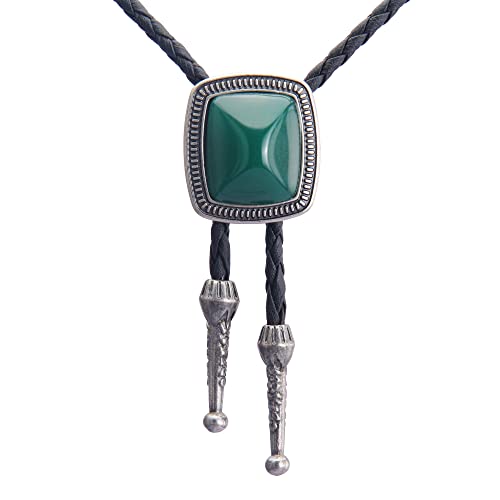 Azora Bolo Tie For Men Native American Indian Leather Cowboy Necktie Turquoise Stone Leather Bola Necklace #TOP30