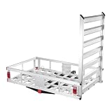 Aluminum Hitch Cargo Carrier, Wheelchair Scooter Carrier With Ramp, Anti-rattle Stabilizer, Steel Support Frame, Fits 2', 500 Lb Capacity, With Safety Rails