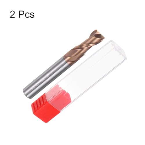 Image of uxcell 2pcs 8mm Dia 8mm Shank Square Nose End Mill 2 Flutes HRC55 Carbide AlTiN Coated CNC Router Bits Cutter Tools for End Milling CNC Machining