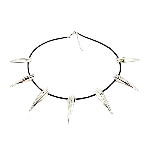 BUUFAN Chic Silver Stainless Steel Necklace for Black Cosplay Halloween Party