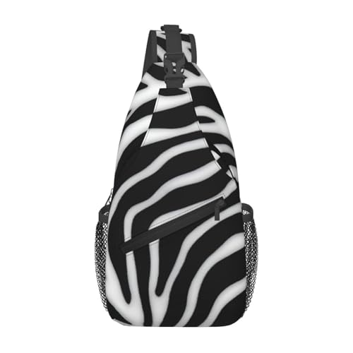 Mochila bandolera de estampado cebra para trekking y uso diario