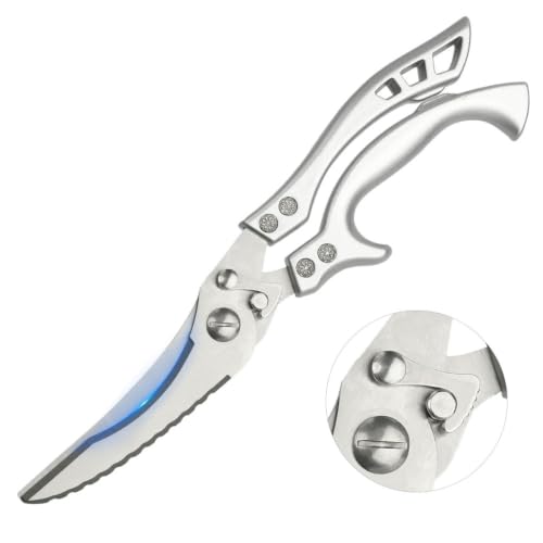 Heavy Duty Poultry Shears Kitchen Scissors Stainless Steel Chicken Scissors for Meat, Bone & Vegetables, Multipurpose Kitchen Shears with Safety Lock, Ergonomic Non-Slip Full Steel Handle