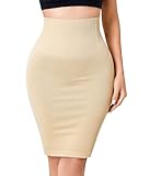 Gotoly Women's Half Slips Shapewear Skirt Tummy Control High Waist Seamless Shapewear Half Skirt With Built In Thong(Beige,Medium)
