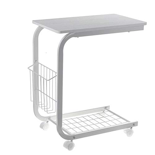 Table de chevet mobile blanche avec hauteur réglable sur roues - 2