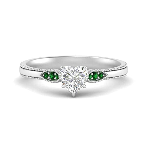 Image of Choose Your Gemstone Milgrain Simple Diamond CZ Ring Sterling Silver Heart Shape Milgrain Engagement Rings Everyday Jewelry Wedding Jewelry Handmade Gifts for Wife US Size 4 to 12