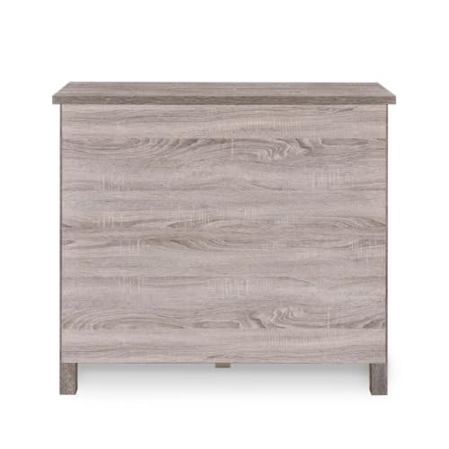 Image of Haven Engineered Wood Storage Cabinet | Farmhouse Sideboard with Double Doors & 3 Shelves | Multi-Purpose Storage Organizer for Living Room, Dining Room & Bedroom | Rustic Grey & White Finish