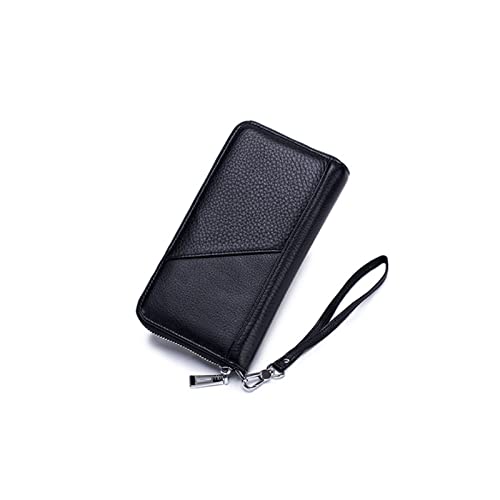 DieffematicQ Monedero Mujer Carteras de Gran Capacidad de Cuero Genuino Monedero de bits de múltiples Cartas con Billetera Larga (Color : Schwarz)