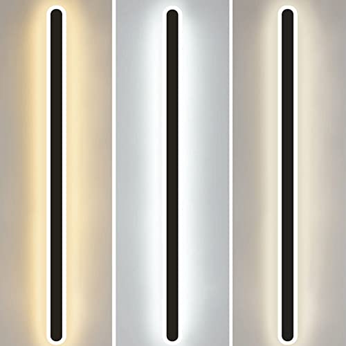 Aplique de pared largo LED rectangular negro de metal para iluminacion de interior 7