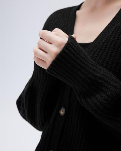 SUUKSESS Women Long Sleeve Button Down Short Cardigan 2025 Fall Loose Open Front Knit Sweater4