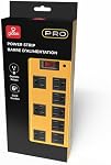 6ft 8-Outlet Workshop Power Strip, Grounded Outlets, 14/3 PVC Cord, Metal Housing, Black and Yellow
