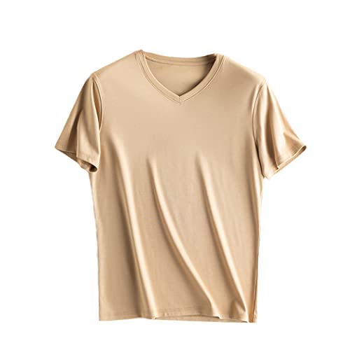 T-shirt en coton et soie pour homme col rond blanc et noir élégant chic L