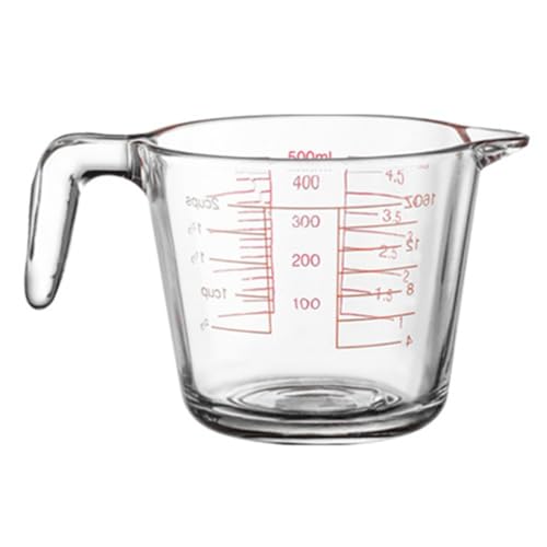 NiuLumea Verre doseur 500 ml - Résistant à la chaleur - Passe au micro-ondes - Marquages faciles à lire - Bec verseur - Utilisation en cuisine