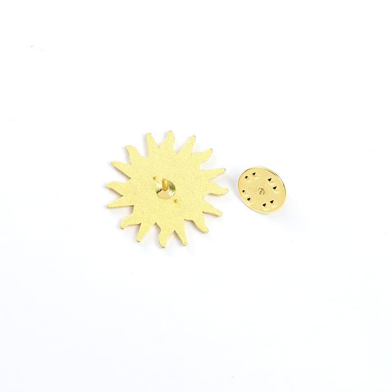 Image of Moon Sun Face Brooch Pin Cartoon Flaming Sun Badges Enamel White Moon Black Sun Corsage for Hat Bag T-shirt Decors