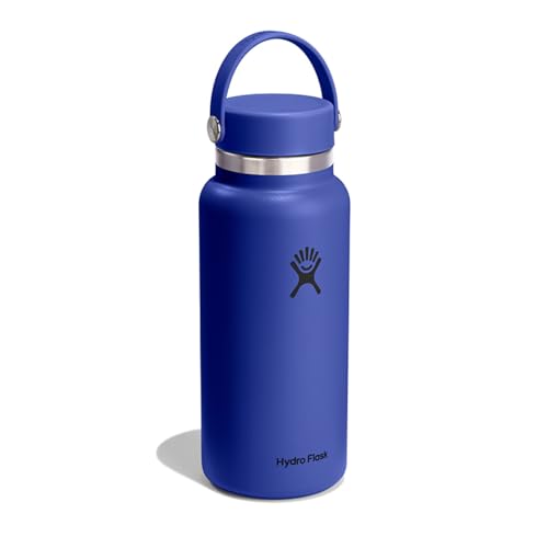 Image of Hydro Flask Water Bottle - Insulated Stainless Steel - Wide Mouth Flex Lid, Non Spill, Leakproof and Refillable in 32 Oz Capri Blue