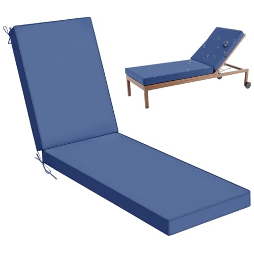 Aocase Cojín Tumbona Colchón Tumbona 100% Desenfundable, Impermeable, Resistente a Los Rayos UV, 12 Colores Acolchada Classic Colchóneta para Tumbona Exterior,Blue 07,203x66x10cm