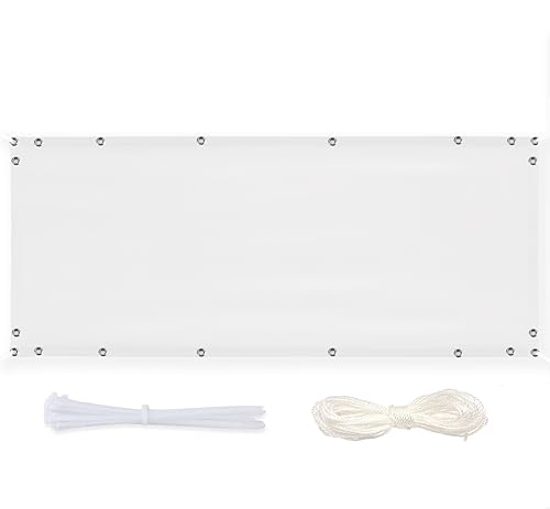 Copertura per ringhiera per balcone, 150 x 550 cm, protezione UV, per una facile installazione di recinzioni da giardino, tessuto schermante bianco per balconi